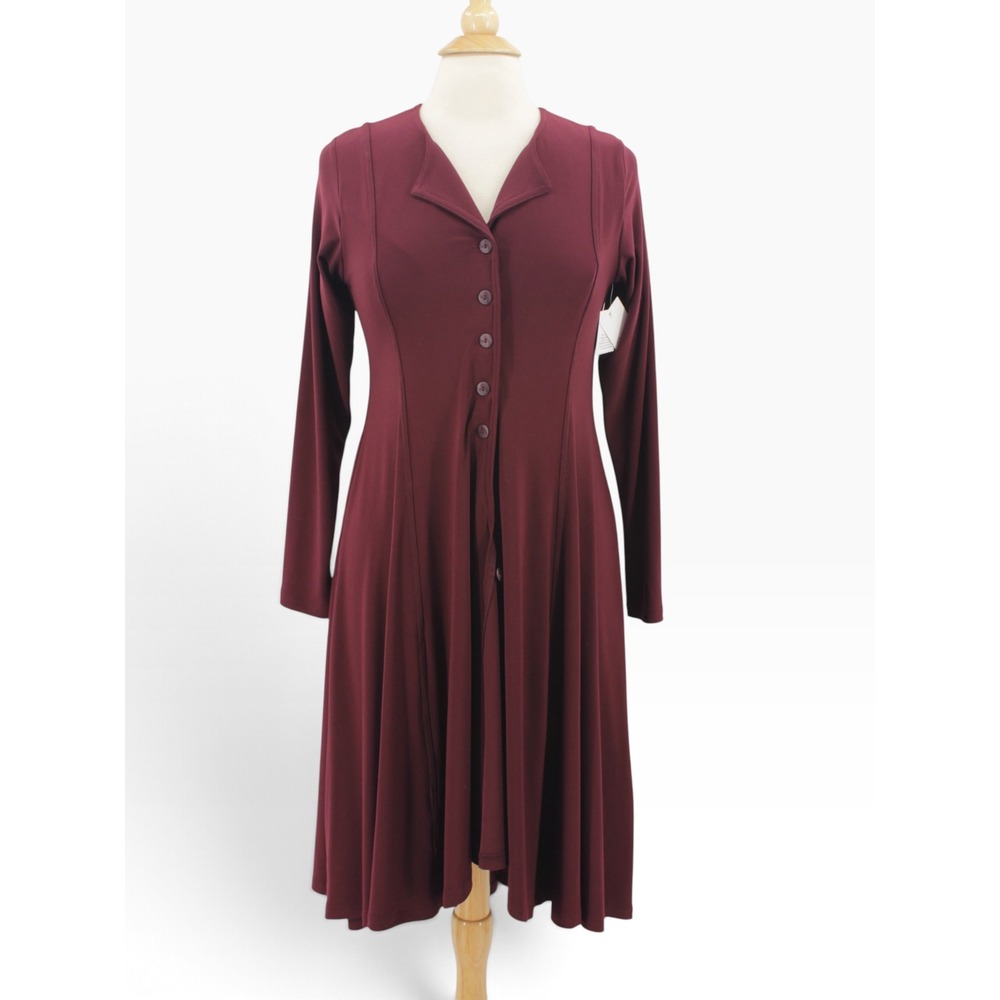 Sympli The Mystic Cardigan Jacket size 8 Long Sleeve Button Front Collared Midi